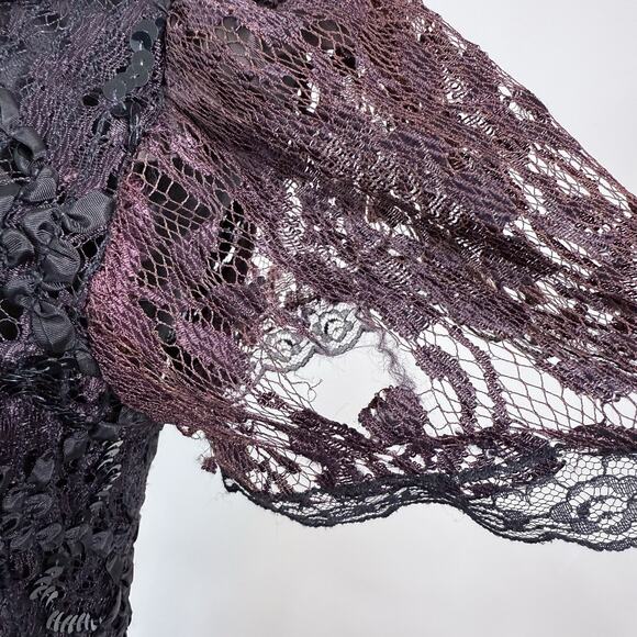 Vintage Lace Dress Size 9/10 Whimsigoth Regency Dark Romantic Moody Prom Formal - Picture 8 of 14